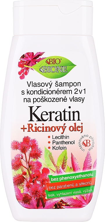 Відновлювальний шампунь-кондиціонер з кератином - Bione Cosmetics Keratin + Ricinovy Oil — фото N1