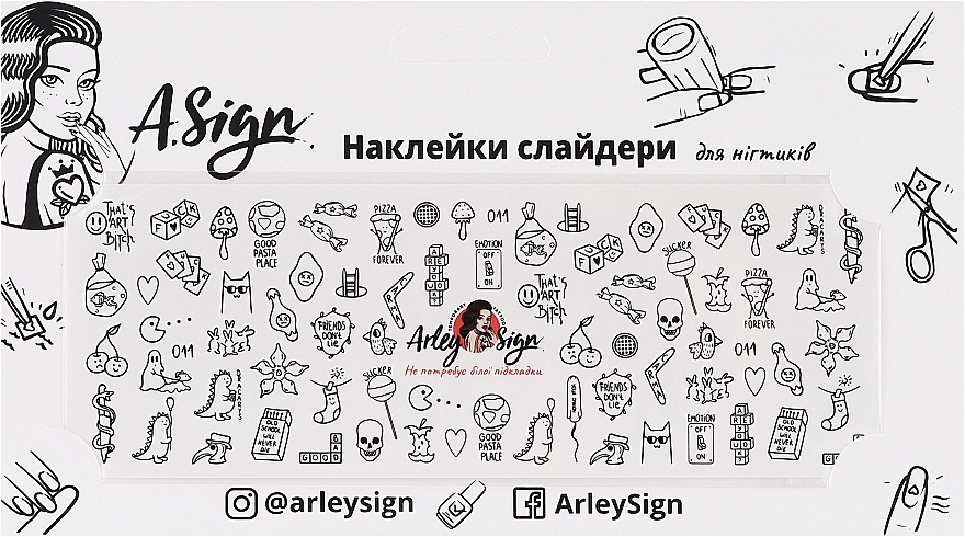 Наклейка-слайдер для ногтей "Из-под карандаша" - Arley Sign  — фото N1