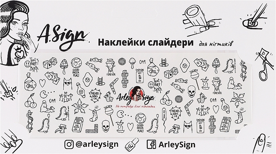 Наклейка-слайдер для нігтів "З-під олівця" - Arley Sign — фото N1