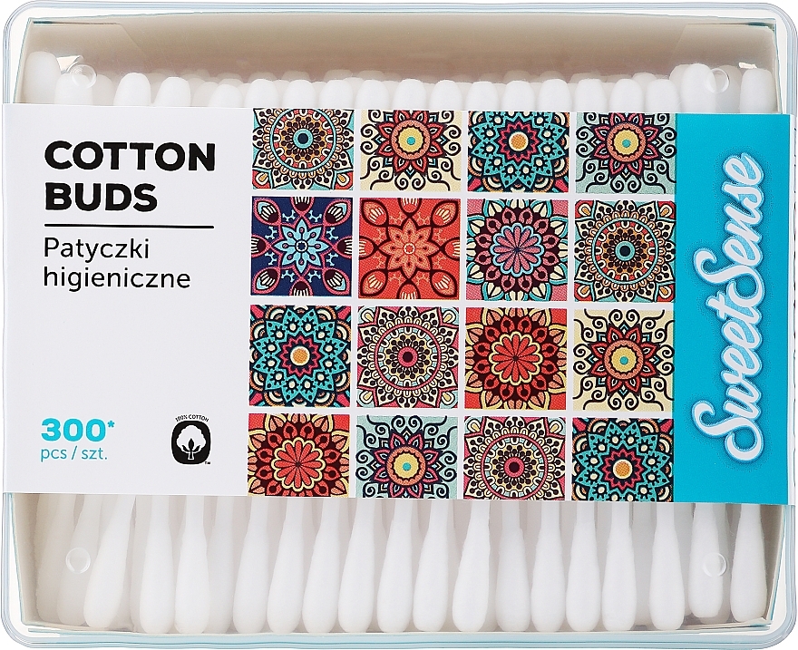 Ватные палочки в прямоугольной коробке, 300 шт - Cleanic SweetSense Cotton Buds — фото N2