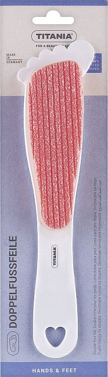 Педикюрная двусторонняя терка с абразивом и пемзой, бледно-розовая - Titania — фото N1