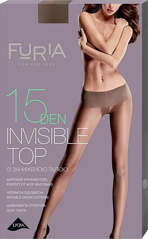 Колготки женские "Invisible Top", 1212, 15 Den, бежевый - Furia  — фото N1