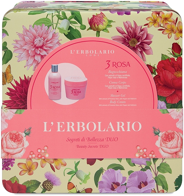 L'Erbolario Acqua Di Profumo 3 Rosa - Набор (cr/200ml + sh/gel/250ml) — фото N1