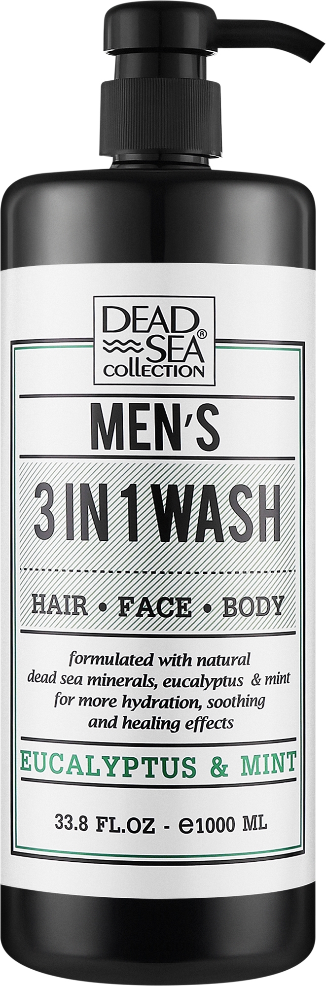 Гель для душа, волос и лица для мужчин "Эвкалипт и мята" - Dead Sea Collection 3 in 1 Wash — фото 1000ml