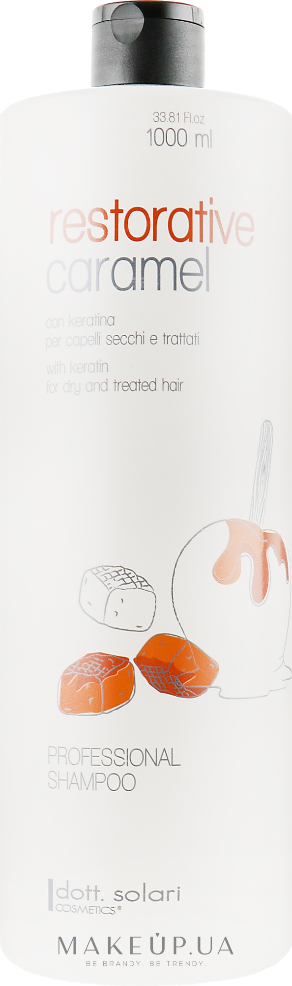 Шампунь з кератином для сухого й пошкодженого волосся - Dott. Solari Restorative Caramel Shampoo — фото 1000ml