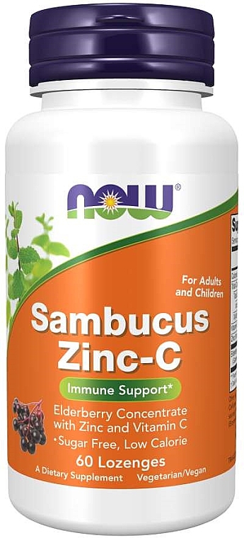 Пищевая добавка "Цинк с витамином С и бузиной" - Now Foods Sambucus Zinc-C — фото N1
