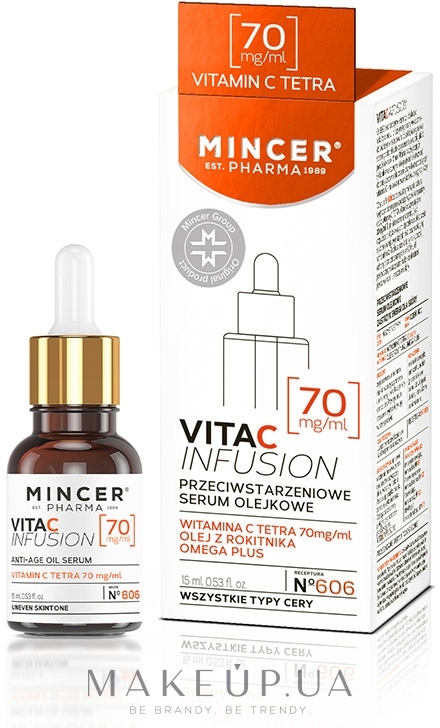Антивозрастная сыворотка для лица - Mincer Pharma Vita C Infusion Anti-Ageing Oil Serum № 606 — фото 15ml