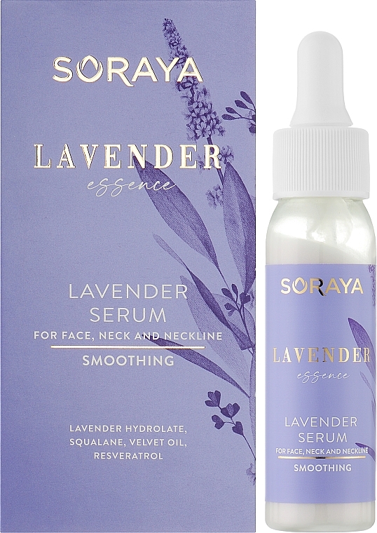 Розгладжувальна сироватка для обличчя, шиї й зони декольте - Soraya Lavender Essence — фото N2