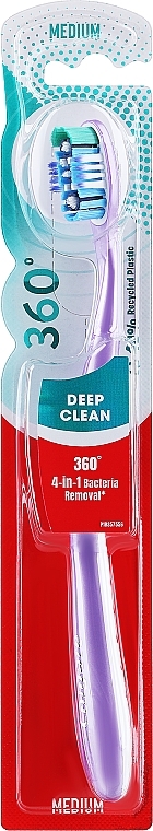 Зубная щетка, фиолетовая - Colgate 360 Deep Clean Medium Toothbrush — фото N1