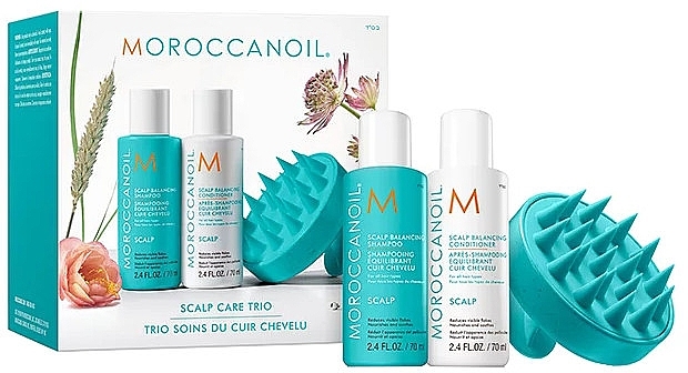 Набор - MoroccanOil Scalp Care Trio (shm/70ml + h/cond/70ml + scalp/brush/1pc) — фото N1