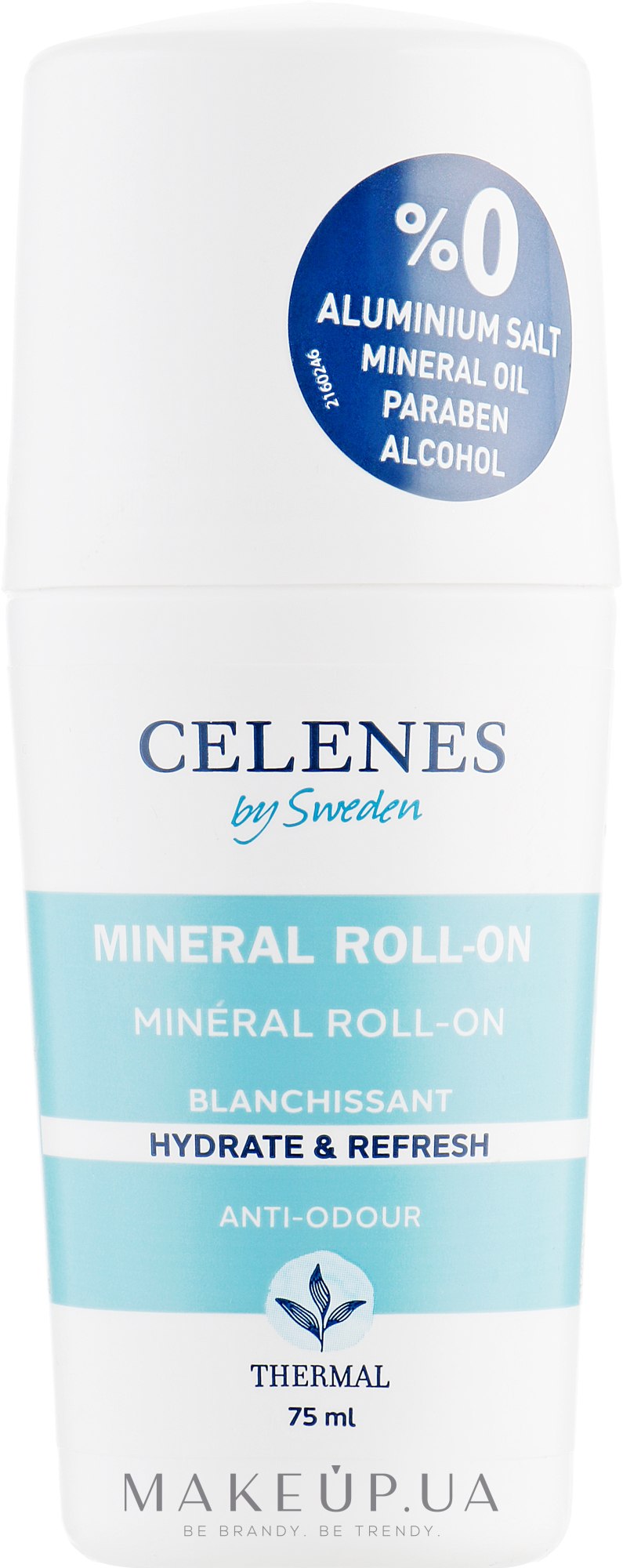 Термальный дезодорант с отбеливающим эффектом для всех типов кожи - Celenes Thermal Mineral Roll On-Whitening All Skin Types — фото 75ml