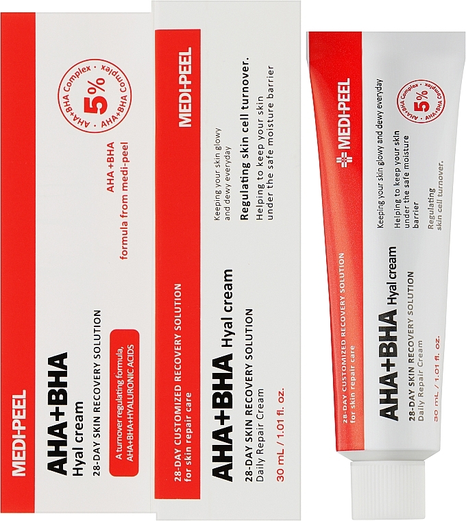 Крем-пилинг для лица восстанавливающий с кислотами - MEDIPEEL AHA BHA 28 Days Hyal Cream — фото N2