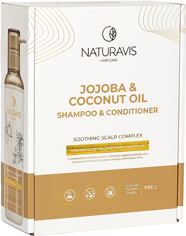 Набор шампунь и кондиционер "Jojoba & Coconut Oil" - Naturavis Jojoba & Coconut Oil Shampoo & Conditioner Set (shm/500ml + cond/500ml) — фото N4