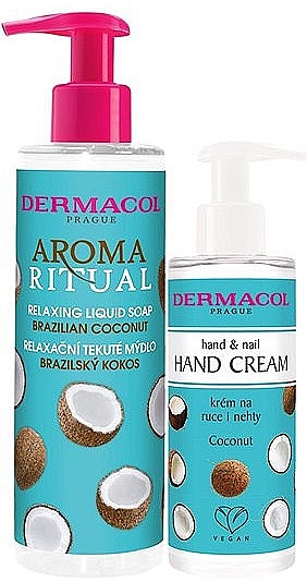 Набор - Dermacol Aroma Ritual Brazilian Coconut (h/cr/150ml + soap/250ml) — фото N1