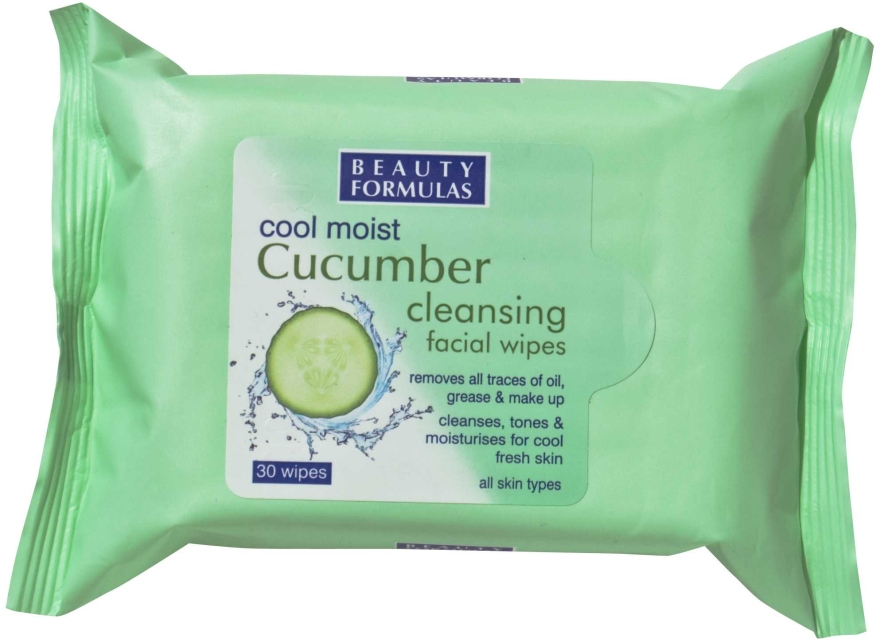 Салфетки для снятия макияжа с экстрактом огурца - Beauty Formulas Cucumber Cleansing Facial Wipes