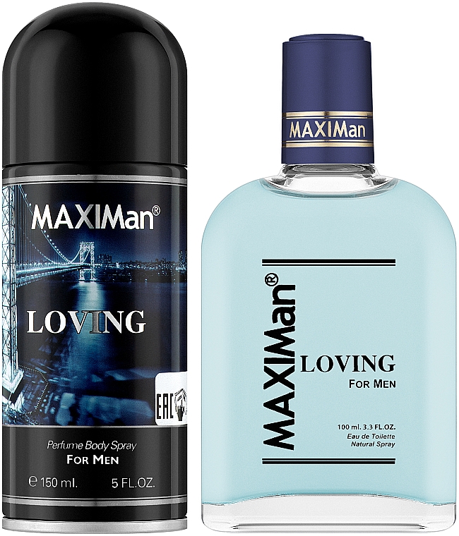 Aroma Parfume Maximan Loving - Набір (edt/100ml + deo/spray/150ml) — фото N2