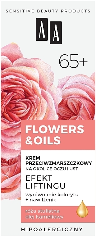 Крем вокруг глаз и губ с лифтинг-эффектом 65+ - AA Flowers & Oils Lifting Effect Eyes And Lip Cream — фото N2