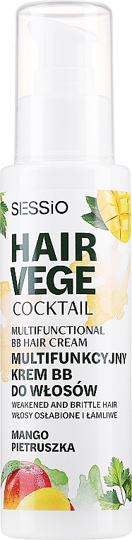 Багатофункціональний BB-крем для волосся "Манго" - Sessio Hair Vege Cocktail Multifunctional BB Hair Crem