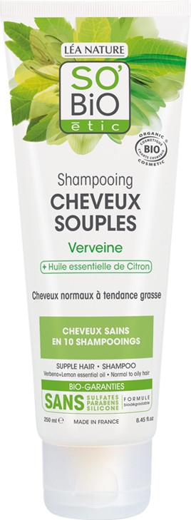 Шампунь для щоденного використання з лимоном - So'Bio Etic Supple Hair Verbena & Lemon Oil Shampoo — фото N1