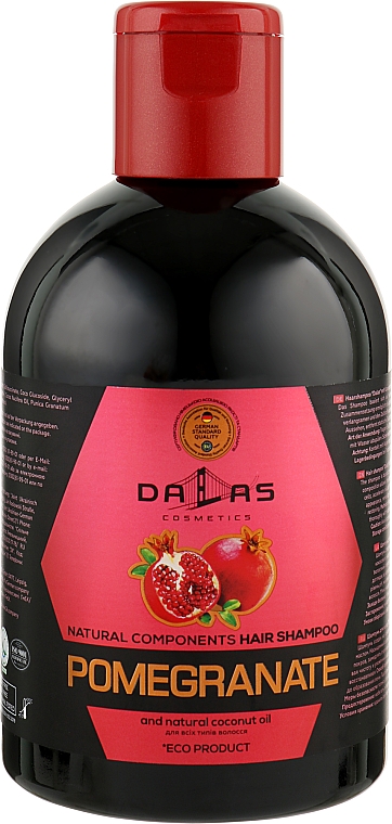 Шампунь для волос с маслом гранатовых косточек и натуральным кокосовым маслом - Dalas Cosmetics Pomegranate Hair Shampoo — фото N1