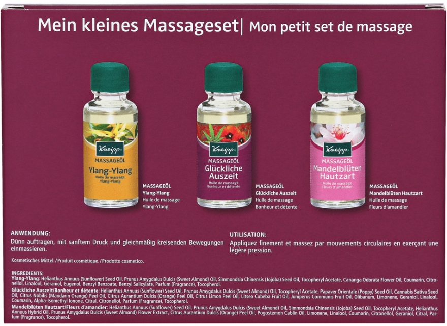 Набір - Kneipp Massage Set (b/oil/3x20ml) — фото N2