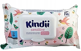 Дитячі вологі серветки, 96 шт. - Kindii Sensitive Wipes For Infans And Babies — фото N1