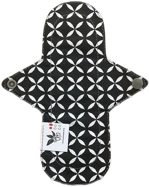 Багаторазова прокладка для менструаціі Нормал 2 краплі, чотирилисник на чорному - Ecotim For Girls — фото N1