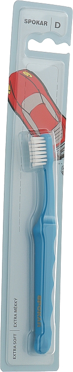 Зубна щітка "D", дитяча від 0 до 6 років, екстрам'яка, біло-блакитна - Spokar Dот