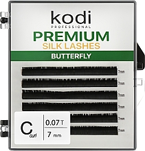 Накладні вії Butterfly Green C 0.07 (6 рядів: 7 мм) - Kodi Professional — фото N1