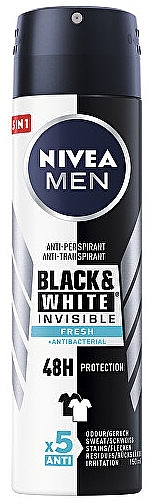 Набор - NIVEA MEN Invisible for Black & White Fresh Deodorant Spray (deo/2 x 150ml) — фото N2