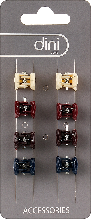 Заколки для волос, PZ-874, молочный + бордовый + коричневый + темно-синий - Dini Every Day — фото N1