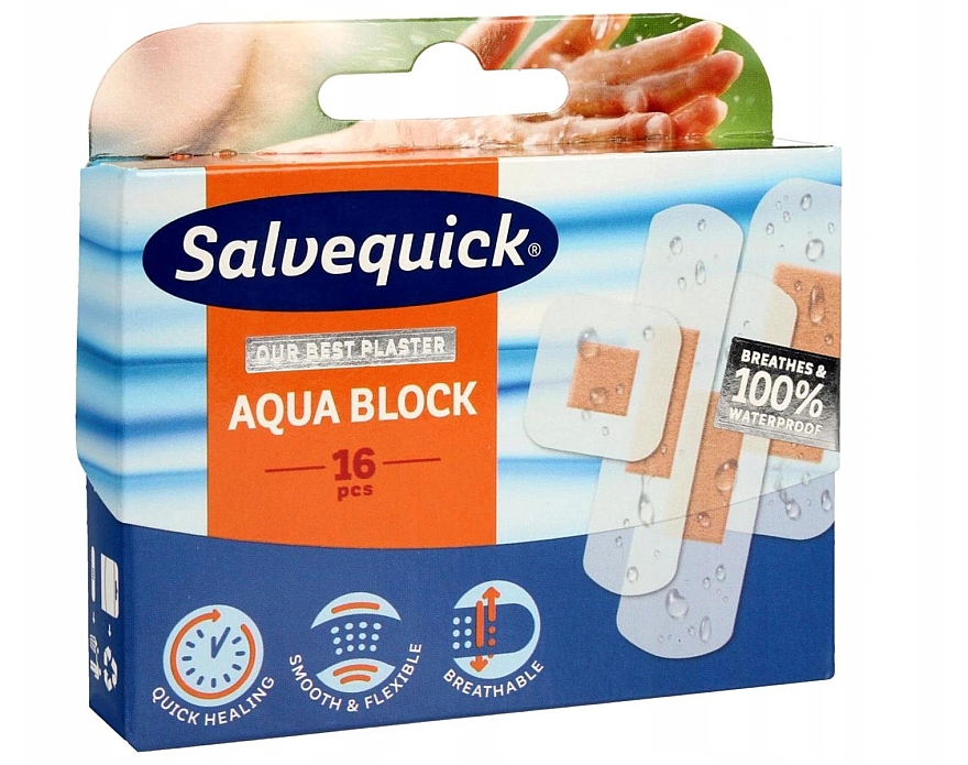 Прозорі водостійкі пластирі - Salvequick Aqua Block — фото N1