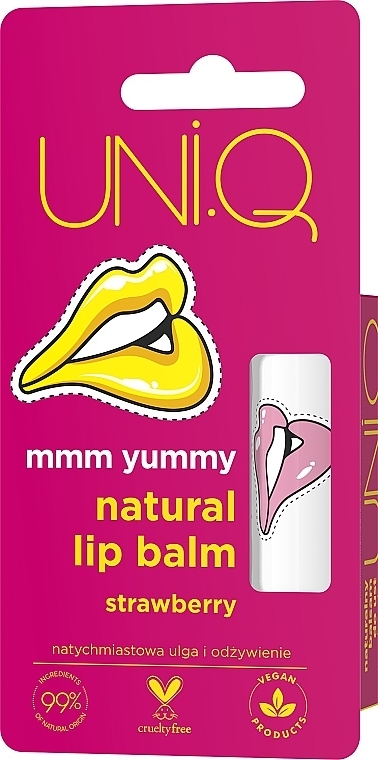 Бальзам для губ "Полуниця" - UNI.Q Natural Lip Balm — фото N1