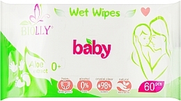 Вологі серветки з алое, 60 шт. - Biolly Baby Wet Wipes — фото N1