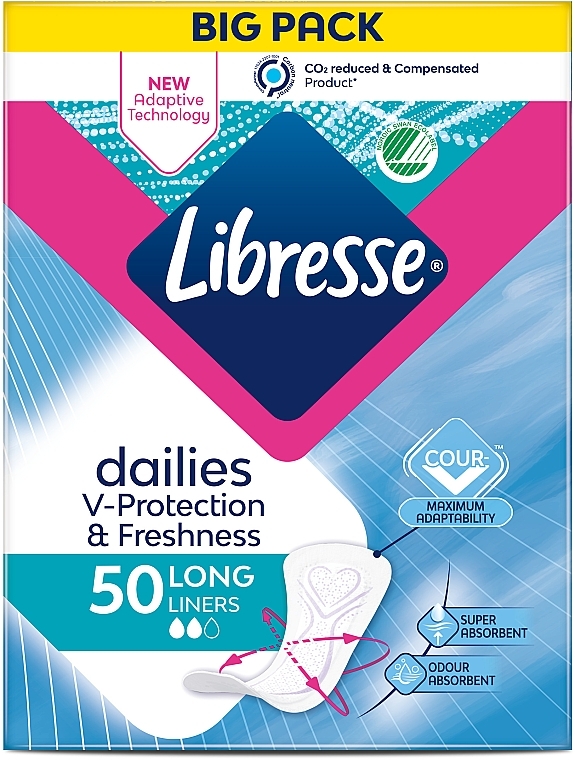 Ежедневные прокладки удлиненные, 50 шт. - Libresse Dailies Protect Long Liners — фото N2