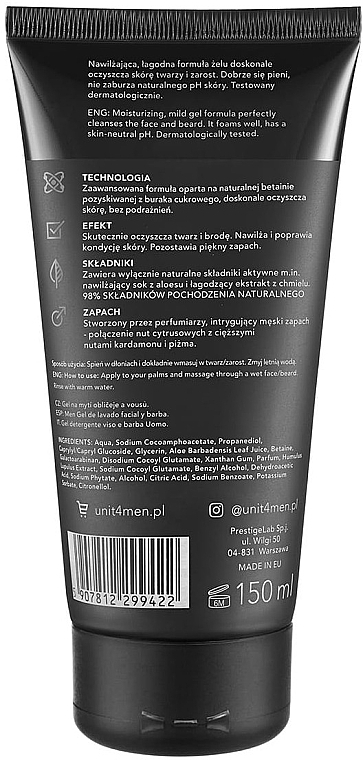 Гель для умывания лица и бороды - Unit4Men Citrus&Musk Face & Beard Cleanser — фото N2