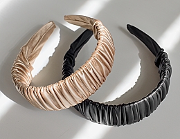 Обідок для волосся, чорний "Fold Pattern" - MAKEUP Hair Hoop Band Leather Black — фото N4
