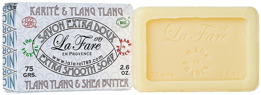 Екстра ніжне мило "Олія ши та іланг-іланг" - La Fare 1789 Extra Smooth Soap Ylang Ylang & Shea Butter — фото N1