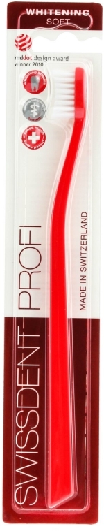 Зубна щітка, м'яка, червона - SWISSDENT Profi Whitening Soft — фото N1