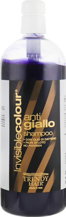 Шампунь для волосся з антижовтим ефектом для освітленого волосся - Trendy Hair Invisible Color Anti Yellow Shampoo — фото N1