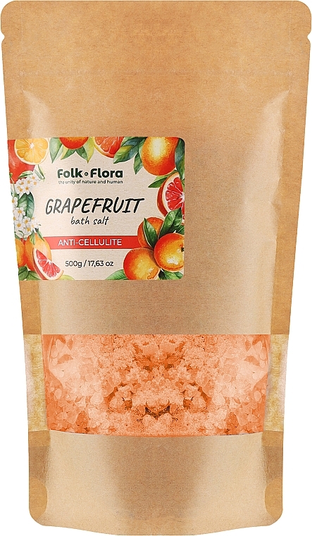 УЦІНКА Сіль для ванни "Грейпфрут" - Folk&Flora Grapefruit Bath Salt * — фото N1