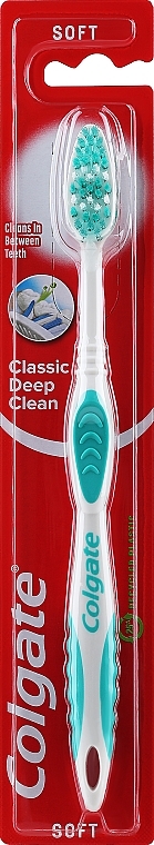 Зубная щетка мягкая "Classic", бирюзовая - Colgate Classic Deep Clean Soft — фото N1