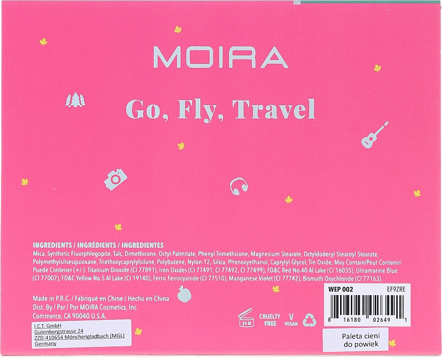 Палетка теней для век - Moira Happy Go, Fly, Travel Shadow Palette — фото N3