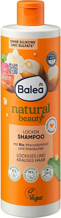 Шампунь для волосся з органічною олією макадамії та маслом ши - Balea Natural Beauty Shampoo Organic Macadamia Oil And Shea Butter — фото N1