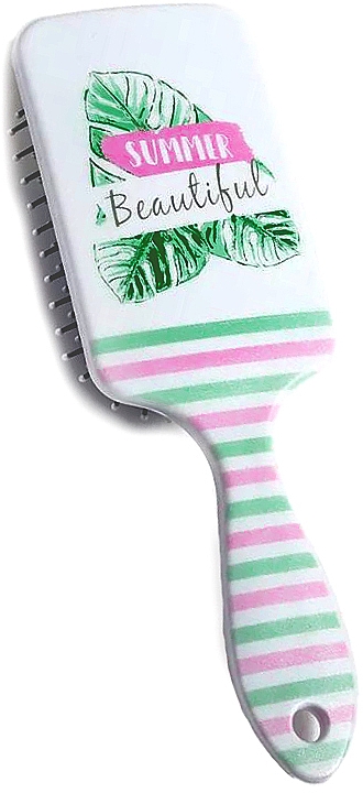 Щітка для волосся "Summer Beautiful" масажна, матова, прямокутна, біла - Cosmo Shop — фото N1