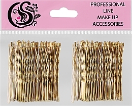 Парфумерія, косметика Невидимки для волосся хвилясті з двома кульками металеві 55 мм, золото - Cosmo Shop