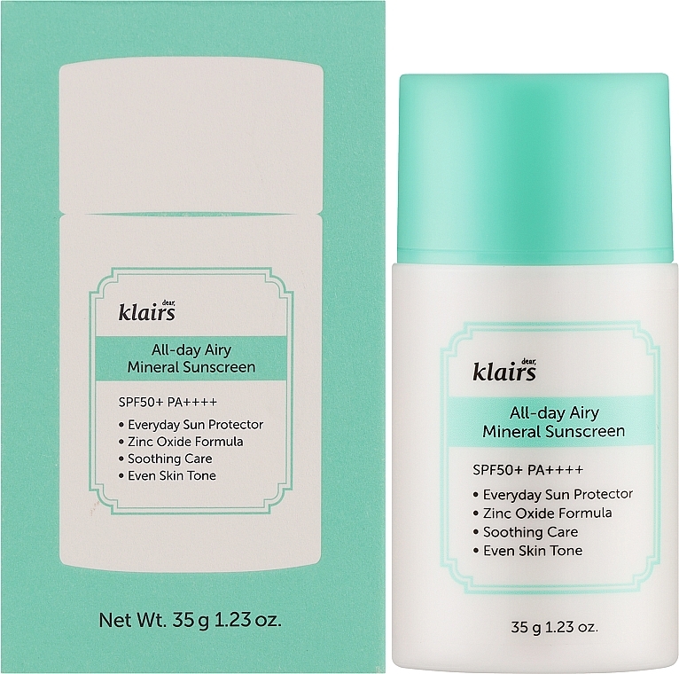 М’який мінеральний сонцезахисний крем - Klairs All-day Airy Mineral Sunscreen — фото N2