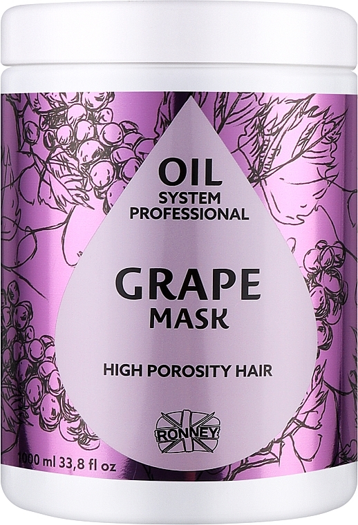 Маска для високопористого волосся з олією винограду - Ronney Professional Oil System High Porosity Hair Grape Mask