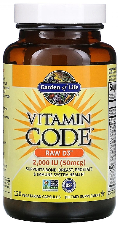 Харчова добавка - Garden of Life Vitamin Code Raw D3, 50 mcg — фото N5