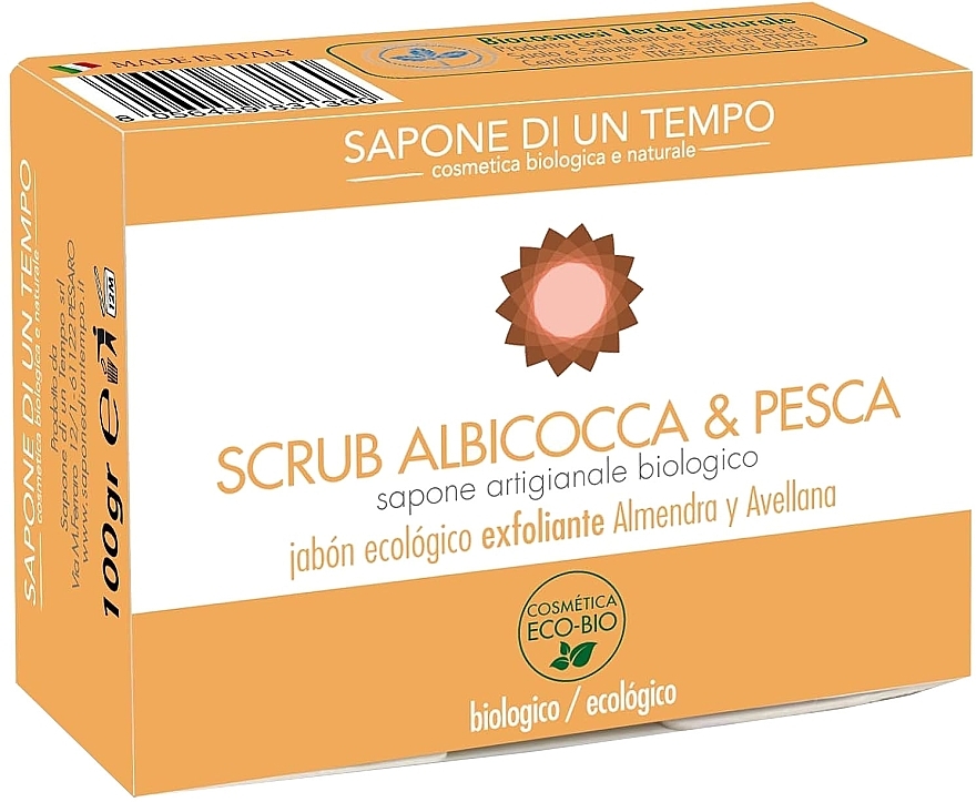 Органическое мыло "Абрикос и персик" - Sapone Di Un Tempo Organic Soap Scrub Apricot And Peach — фото N1